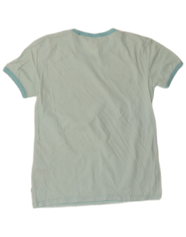 Levi's Dame Grafisk T-Shirt Top UK 10 Lille Blå Bomuld