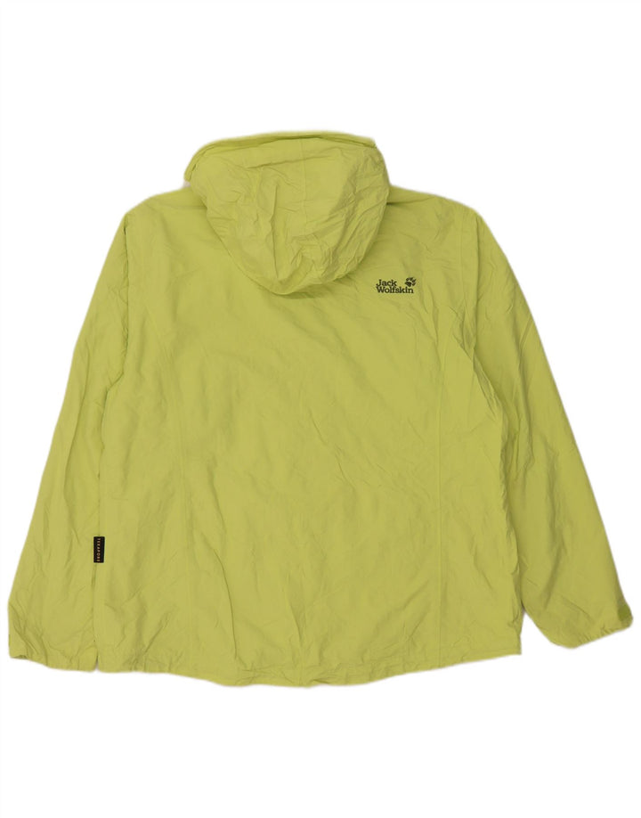JACK WOLFSKIN Regnjakke med hætte til kvinder UK 18 XL Grøn polyamid