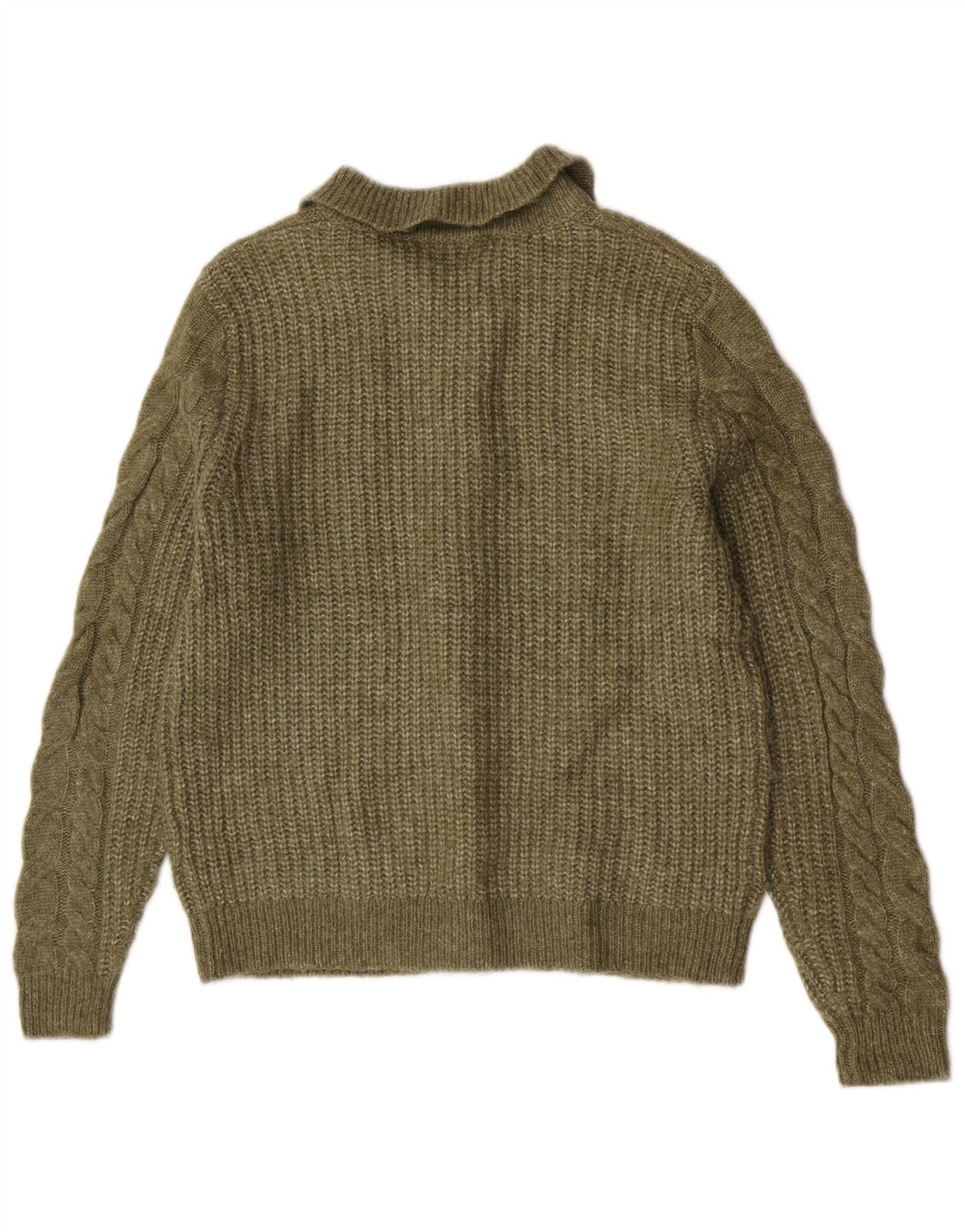 Marks & Spencer Dame Cardigan Sweater UK 10 Small Khaki Acryl