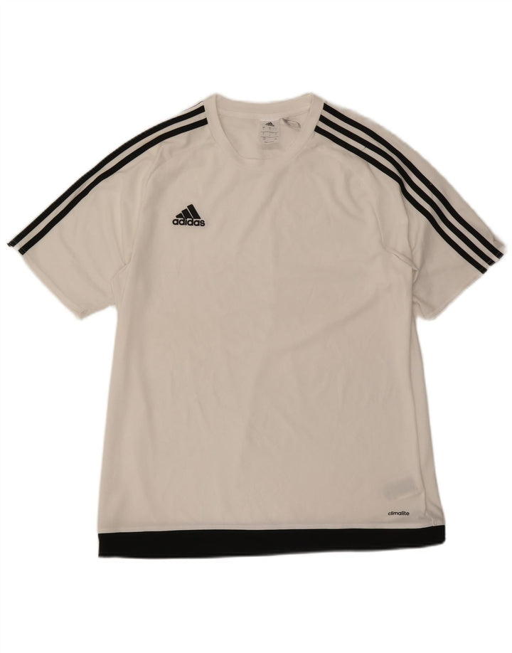 Adidas Herre Climalite T-Shirt Top Stor Hvid Colourblock Polyester