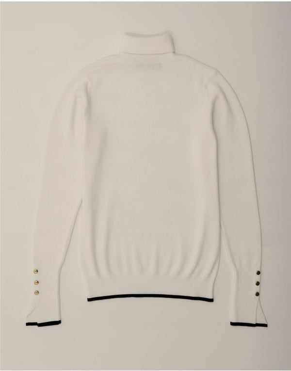 Zara Dame Rullehals Sweater UK 10 Small White Colourblock