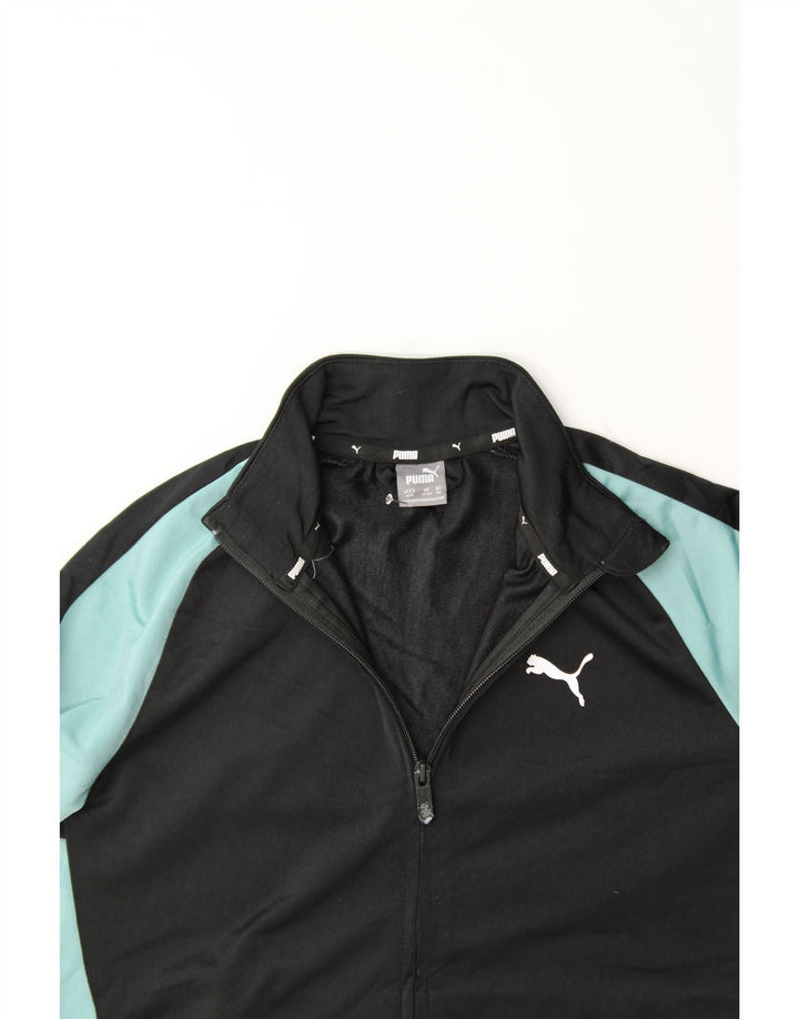 PUMA Girls Tracksuit Top Jacket 11-12 Years Large Black Colourblock Vintage Puma and Second-Hand Puma from Messina Hembry 