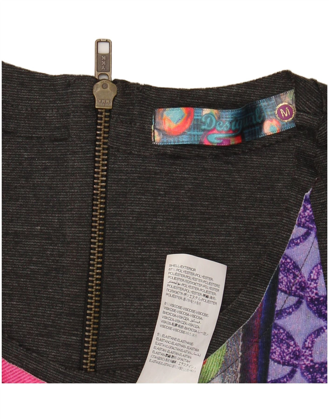 DESIGUAL Kvinders Ærmeløs Skede Kjole UK 14 Medium Grey Patchwork