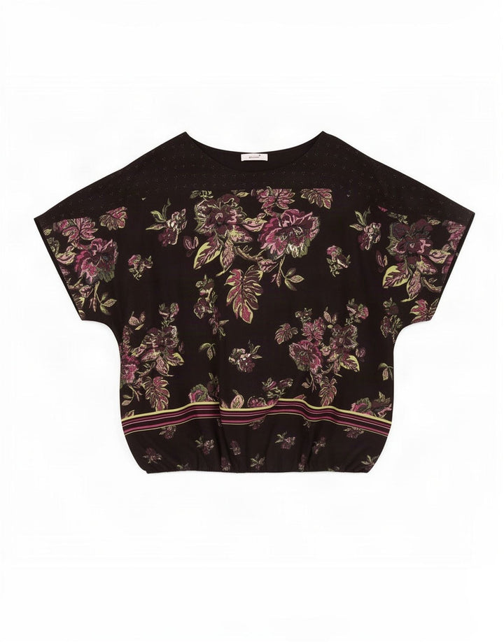 Marks & Spencer Damebluse Top UK 22 3XL Sort Floral Polyester