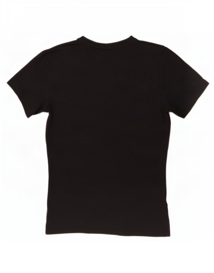 Nike Dame Dri Fit Slim Grafisk T-Shirt Top UK 12 Medium Sort Polyester