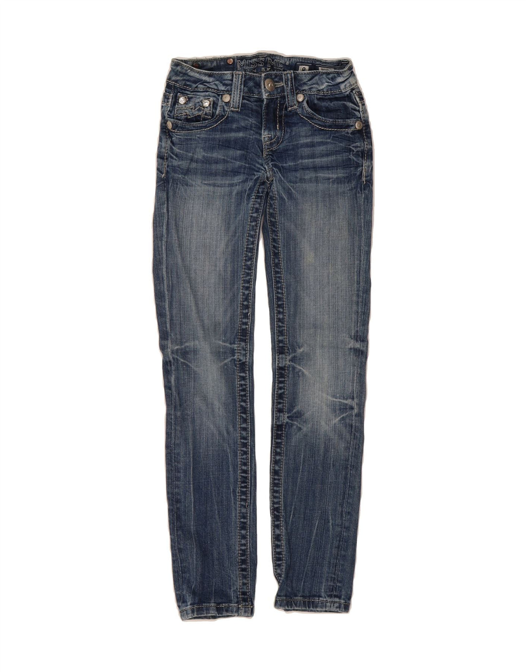 MISS ME Girls Skinny Jeans 7-8 Years W24 L25 Blue Cotton Vintage Miss Me and Second-Hand Miss Me from Messina Hembry 