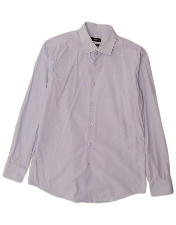 Hugo Boss Herre Slim Fit Skjorte Størrelse 42 16 1/2 Stor Blå