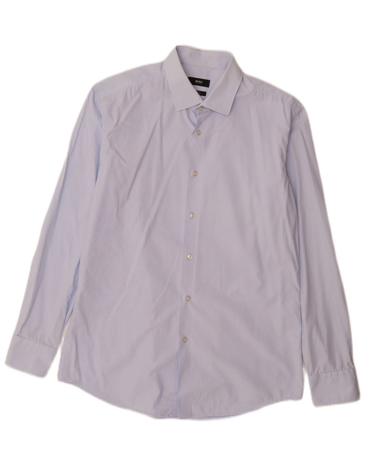 Hugo Boss Herre Slim Fit Skjorte Størrelse 42 16 1/2 Stor Blå