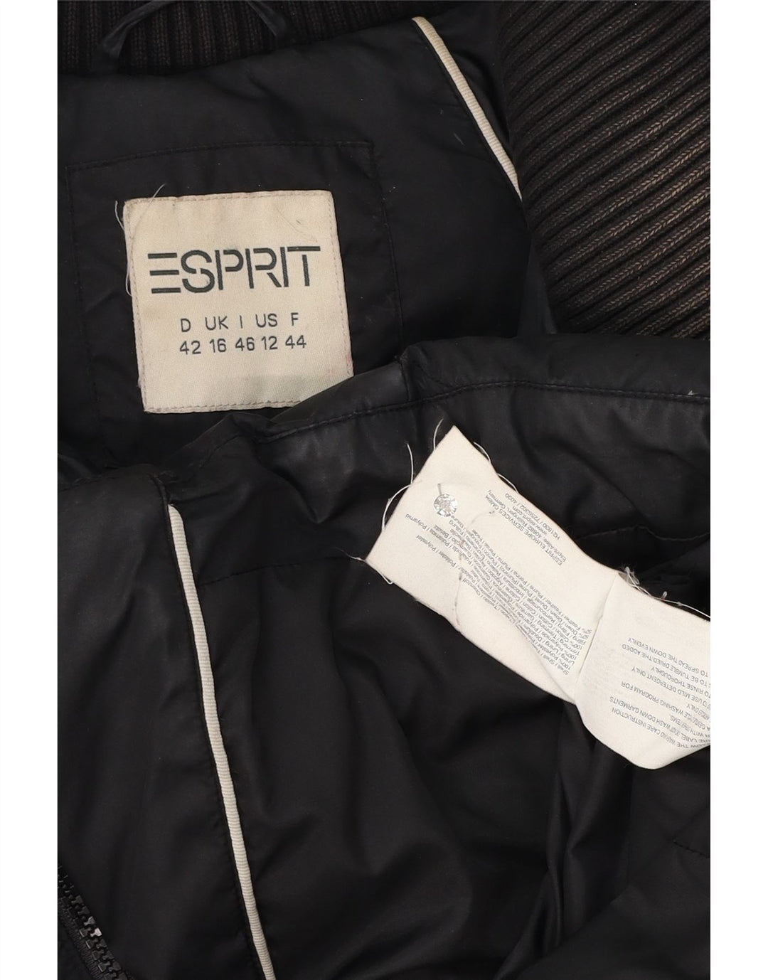 Esprit Dame Polstret Jakke UK 16 Stor Sort Polyester
