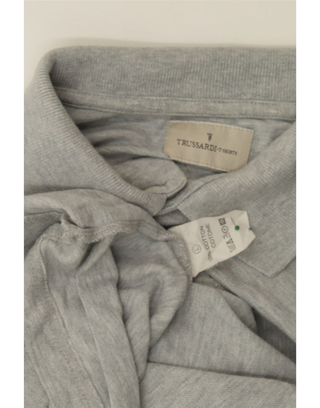 TRUSSARDI JEANS Mens Polo Shirt Large Grey Cotton Vintage Trussardi Jeans and Second-Hand Trussardi Jeans from Messina Hembry 