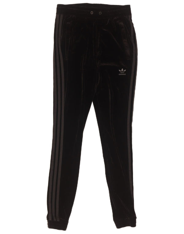 Adidas Dame Velour Træningsdragt Bukser Joggers UK 6 XS Sort Polyester
