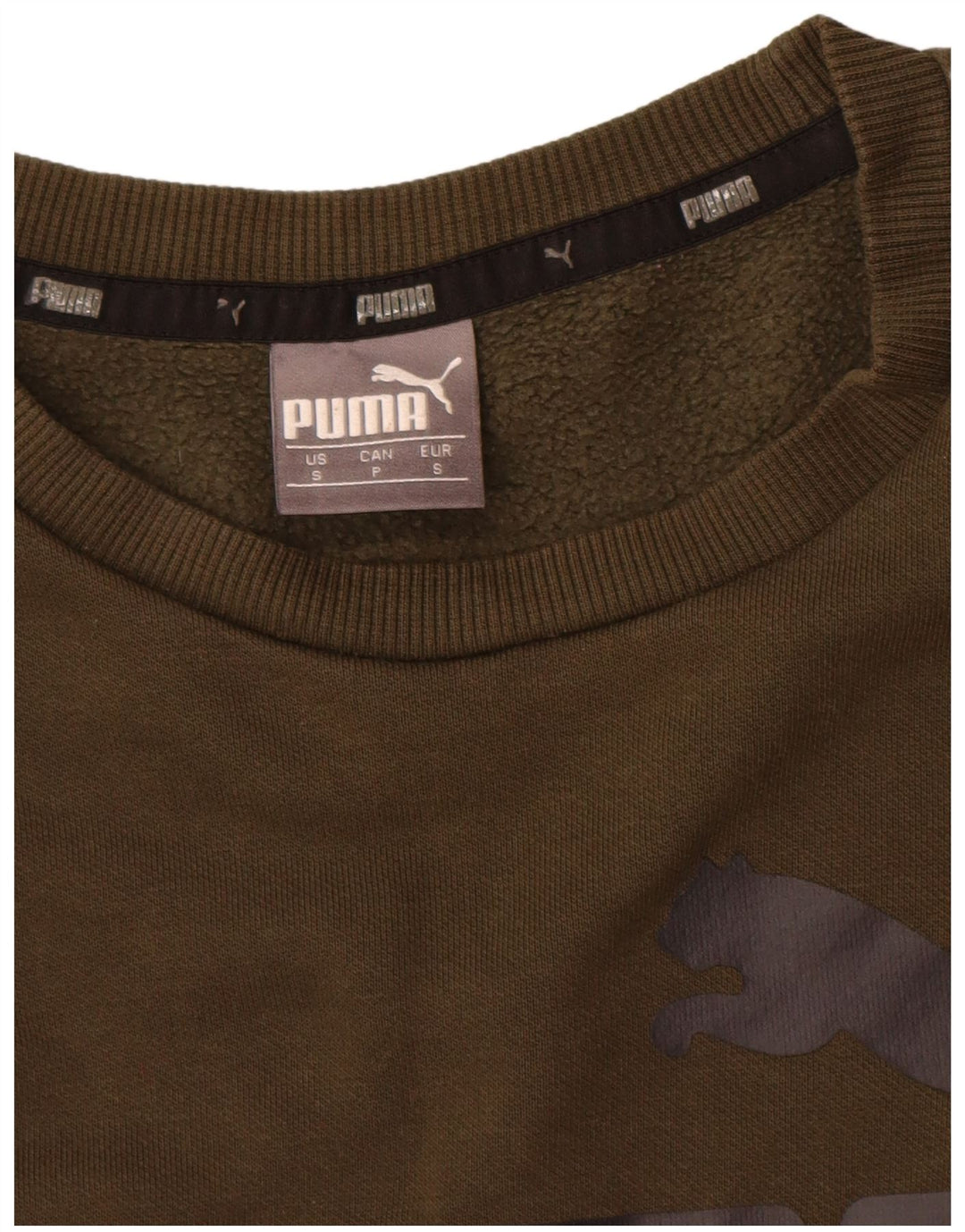 Puma Herre Grafisk Sweatshirt Jumper Small Khaki Bomuld
