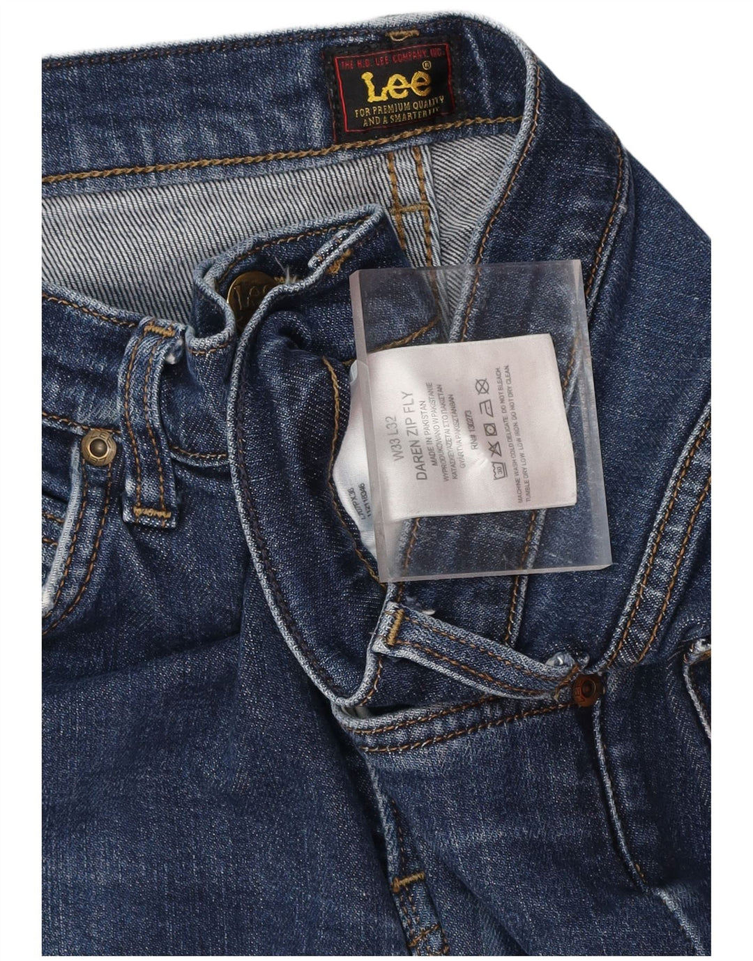 LEE Herre Daren Zip Fly Slim Jeans W33 L32 Marineblå Bomuld