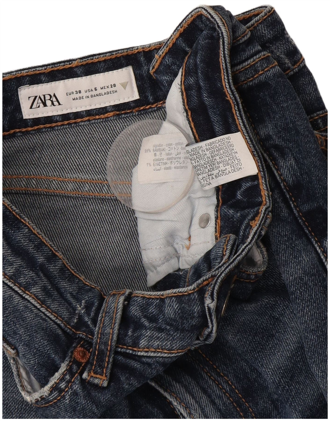 Zara Dame Straight Jeans EU 38 Small W28 L26 Blå Bomuld