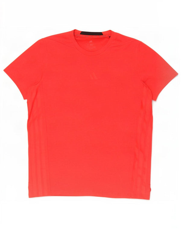 Adidas Herre Slim Fit T-Shirt Top Stor Rød Polyester