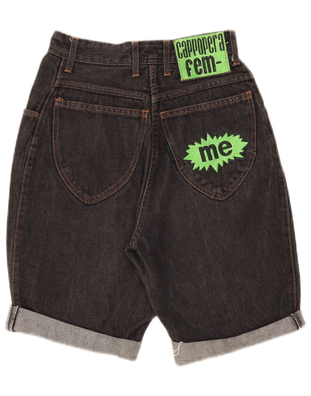 CAPPOPERA Dame højtaljede denimshorts W26 Små grå bomuld