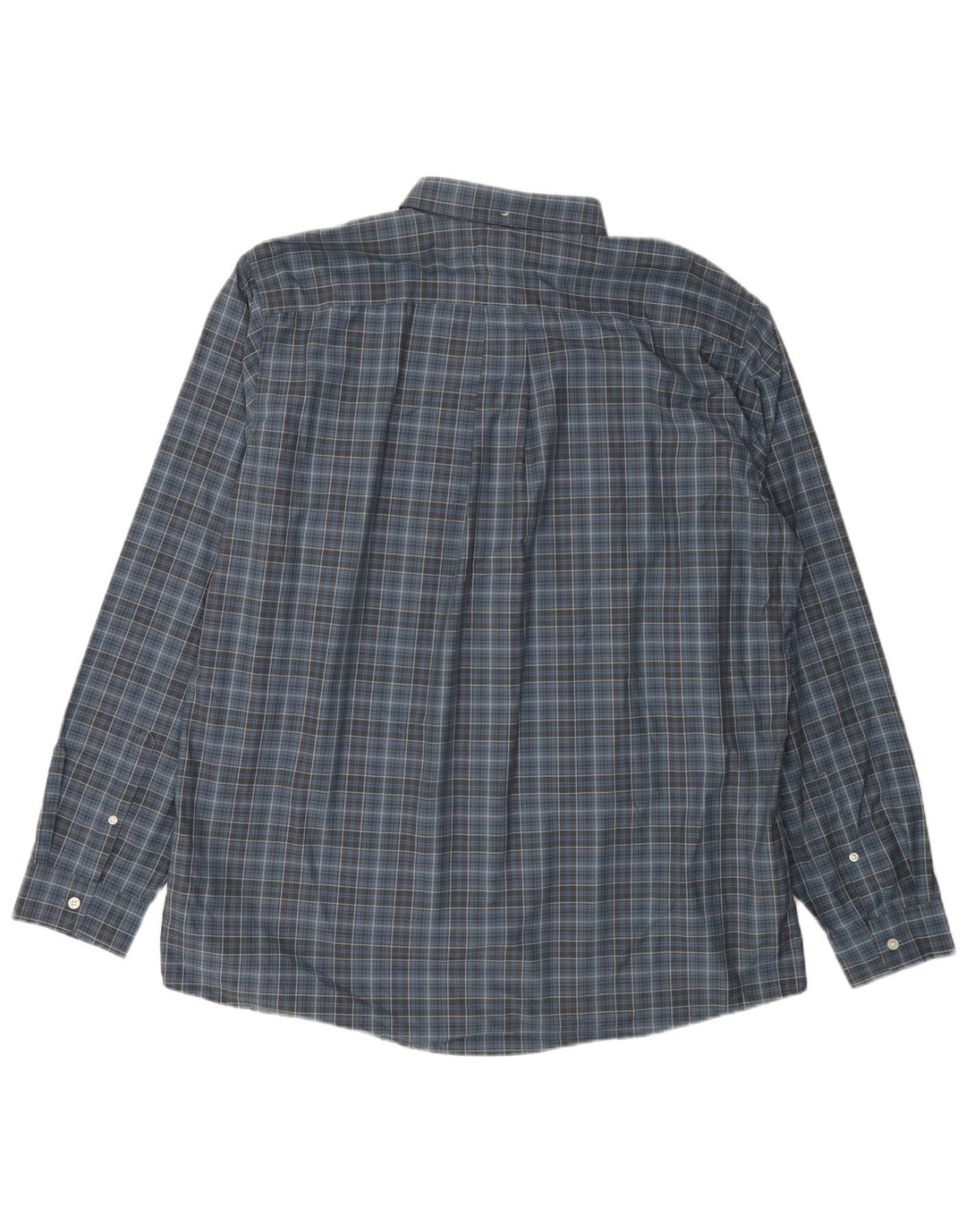 EDDIE BAUER Herre høj Relaxed Fit skjorte XL blå ternet bomuld