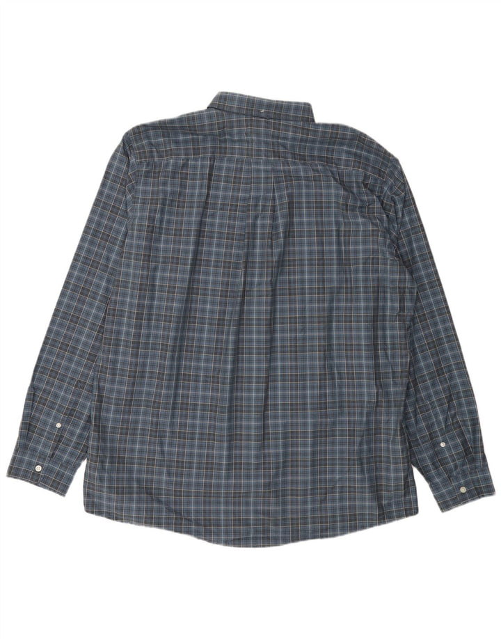 EDDIE BAUER Herre høj Relaxed Fit skjorte XL blå ternet bomuld