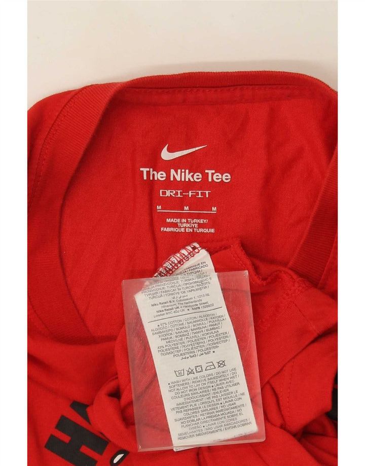 Nike Herre Dri Fit grafisk T-shirt Top Medium Rød Bomuld