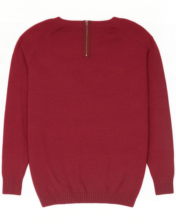 Fat Face Dame Boat Neck Jumper Sweater UK 10 Small Burgundy Flecked