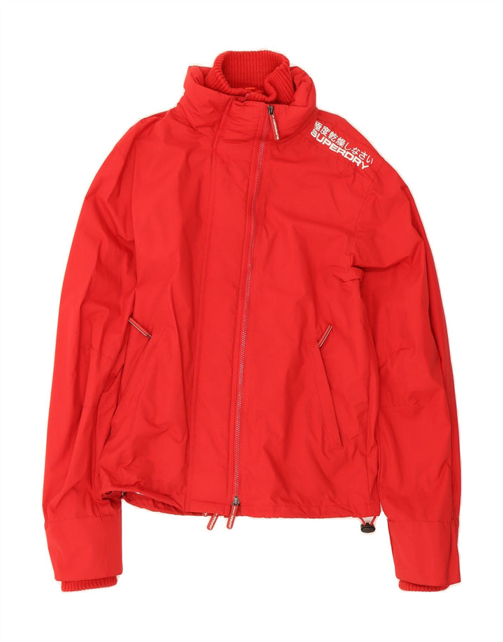 SUPERDRY Womens Rain Jacket UK 16 Large Red Polyamide Modern Vintage Superdry and Second-Hand Superdry from Messina Hembry 