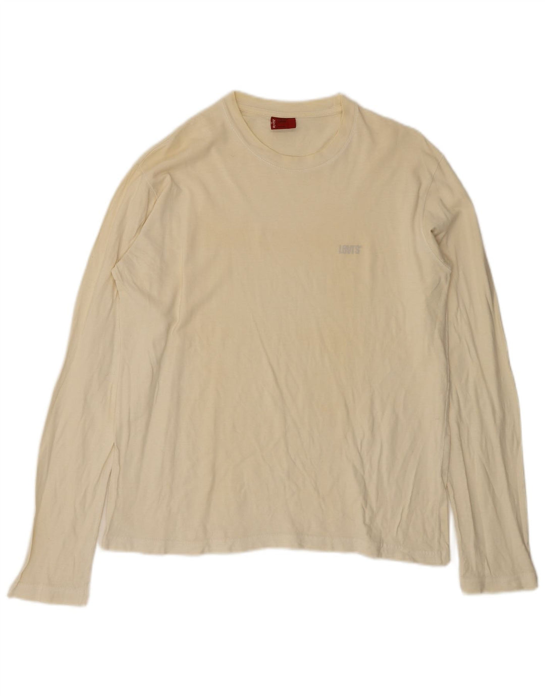 LEVI'S Dametop Langærmet UK 16 Large Off White Bomuld