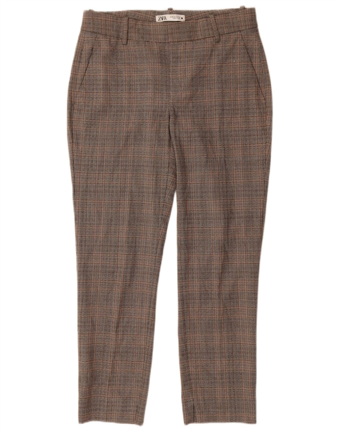 Zara Slim Chinobukser til kvinder EU 38 Small W28 L27 Grå ternet polyester