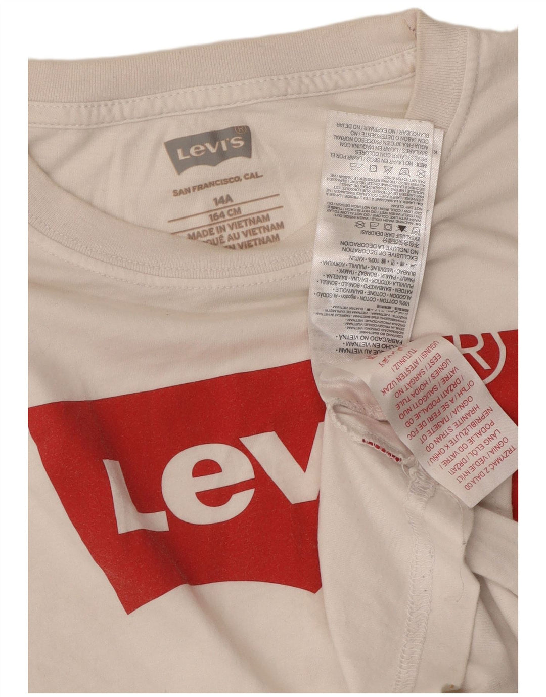 LEVI'S piger grafisk t-shirt top 13-14 år hvid bomuld