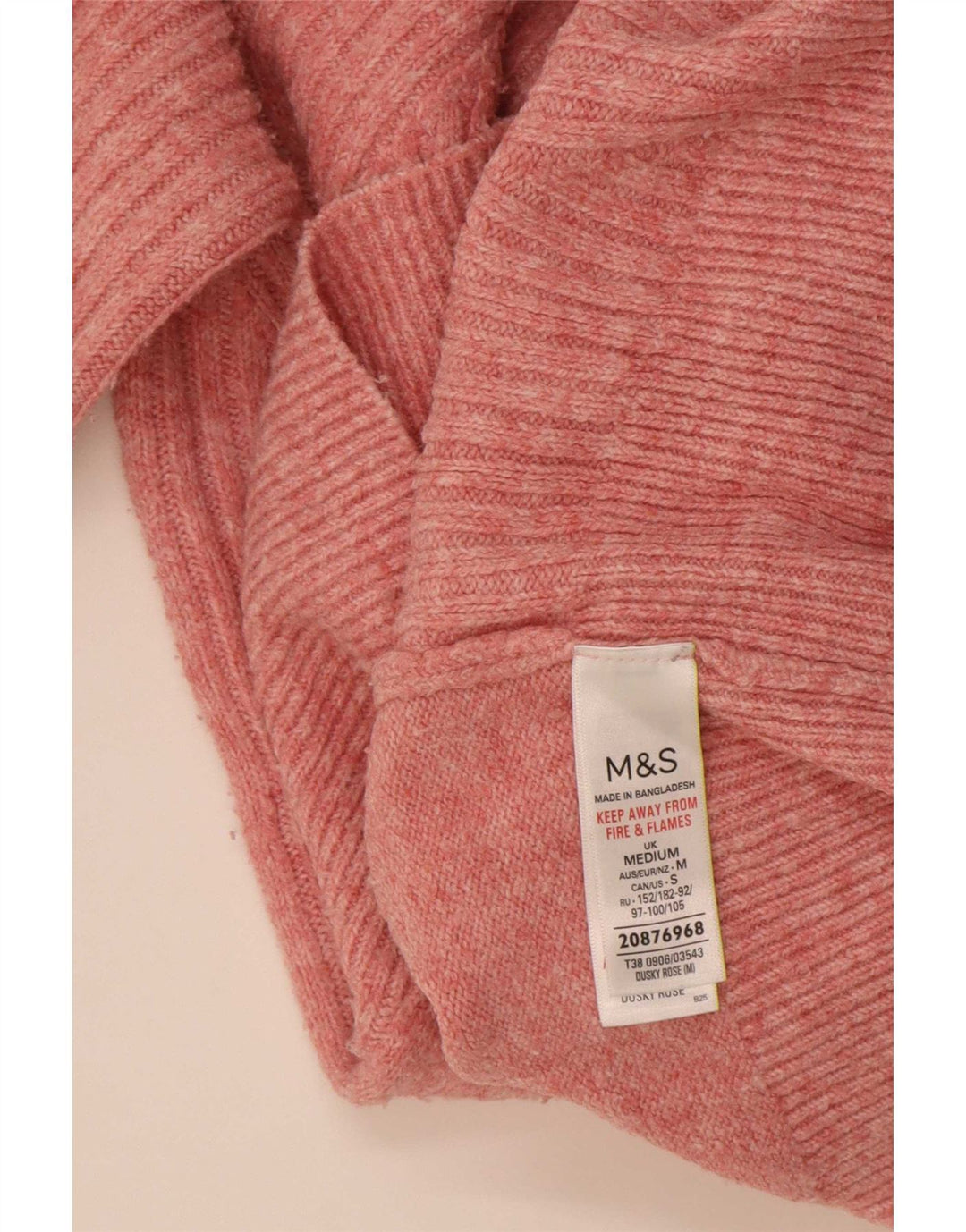Marks & Spencer dame sweater med rund hals i overstørrelse UK 14 Medium Pink