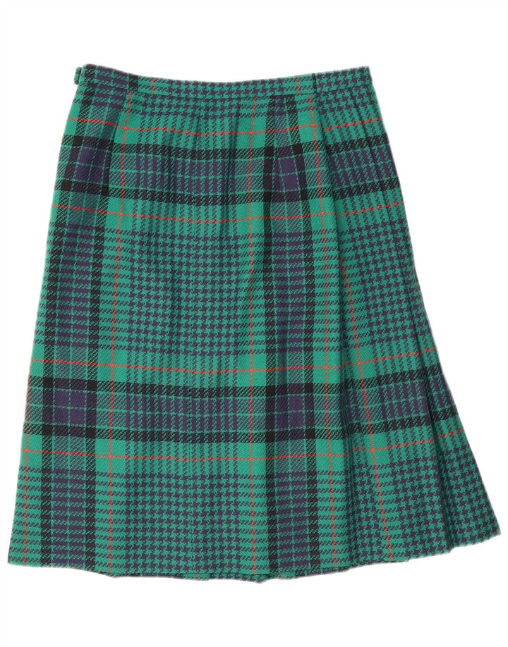 Vintage A-line nederdel til kvinder W30 Medium Green Houndstooth