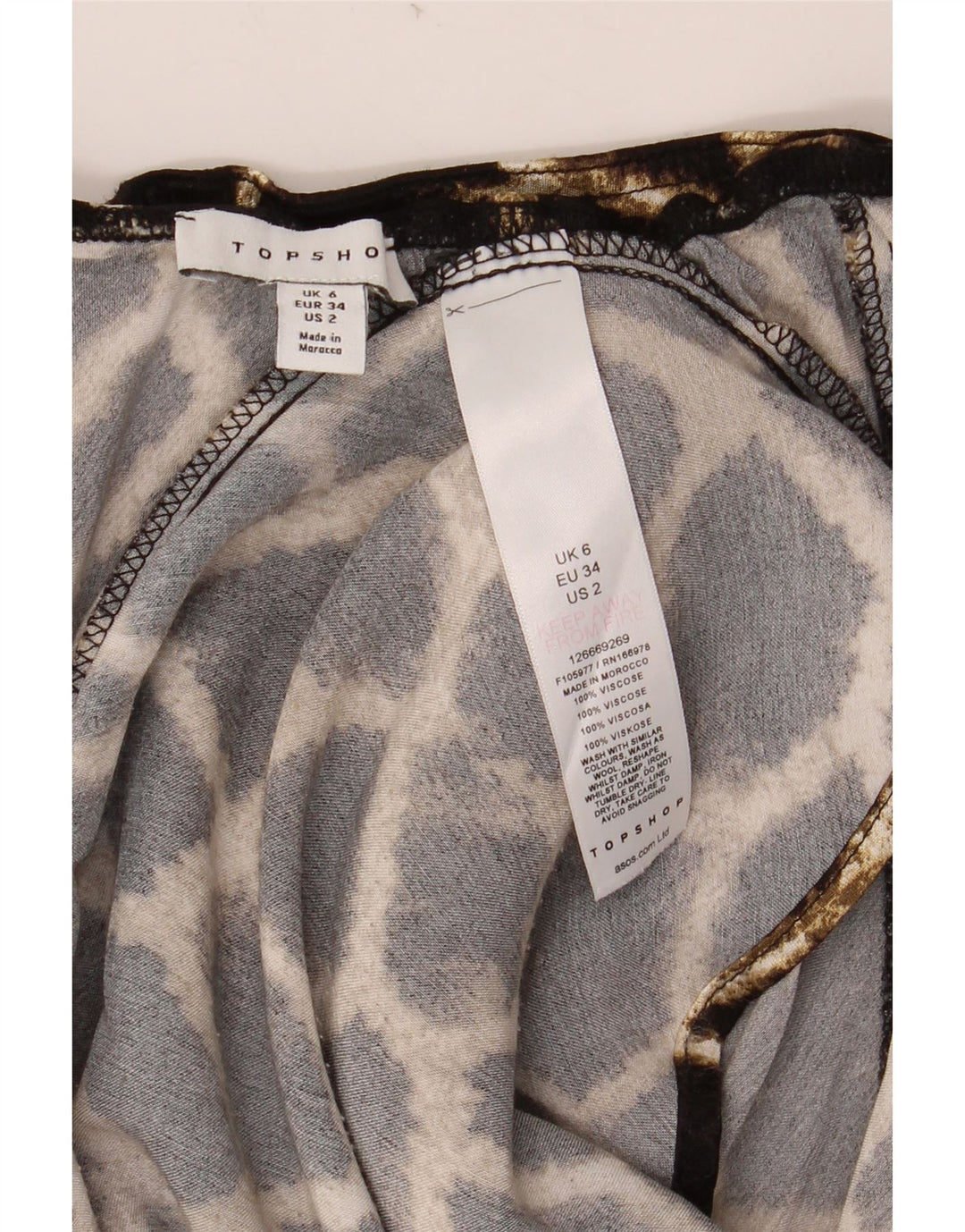 TOPSHOP Dame Maxi Nederdel UK 6 XS W24 Brun Animal Print Viscose