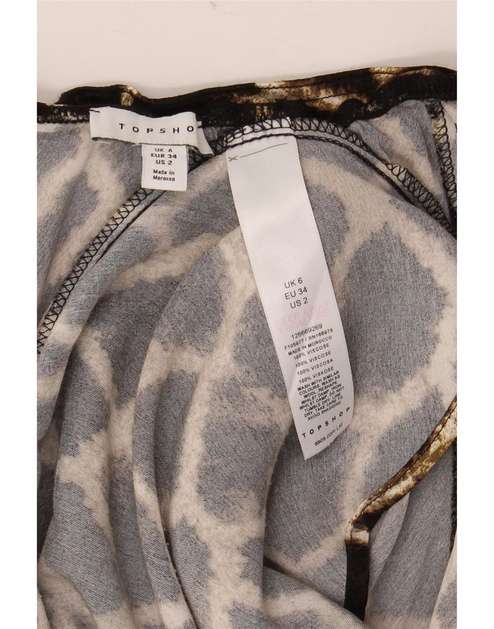 TOPSHOP Dame Maxi Nederdel UK 6 XS W24 Brun Animal Print Viscose