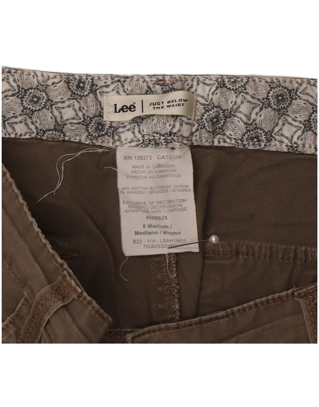 Lee Dame Cargo Capri Bukser US 6 Medium W30 L20 Khaki Bomuld