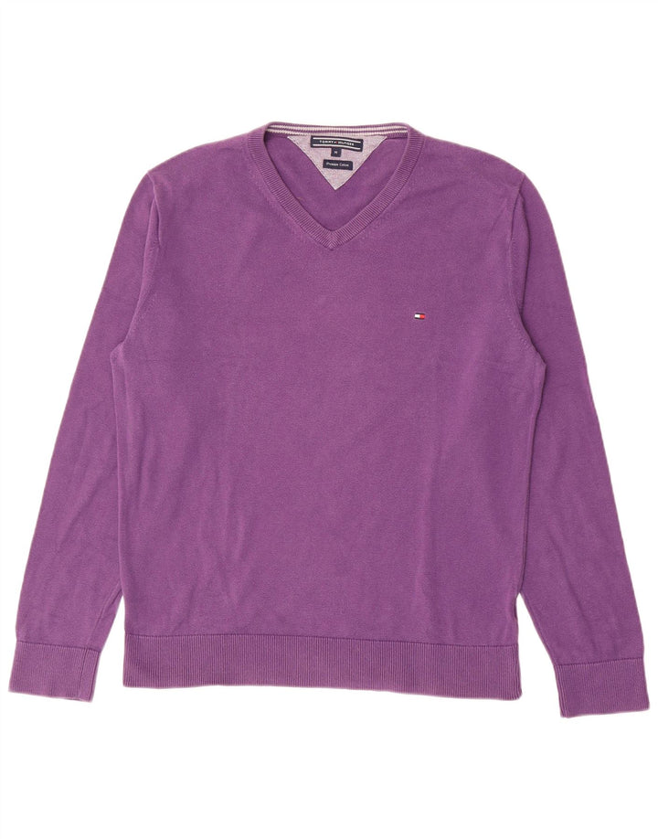 Tommy Hilfiger Herre V-hals sweater Medium Lilla Bomuld