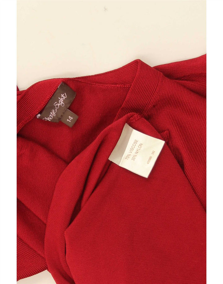 Phase Eight Dame 3/4-ærmet Crop Cardigan Sweater UK 14 Medium Rød