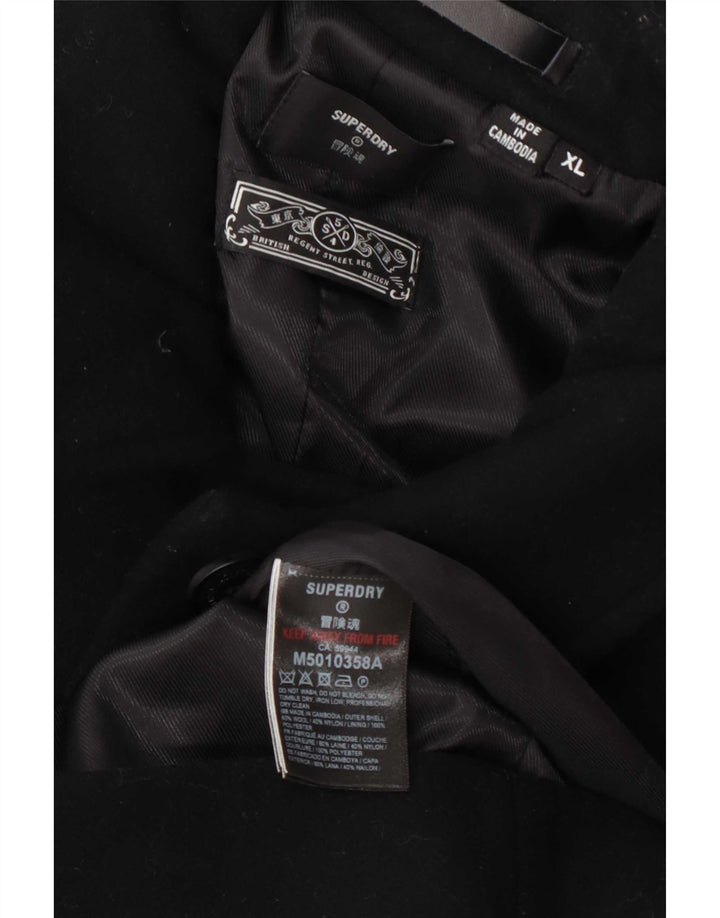 Superdry Herre Overfrakke UK 42 XL Sort Uld