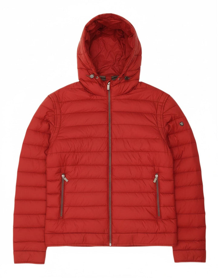 MASSIMO DUTTI Womens Hooded Padded Jacket UK 16 Large Red