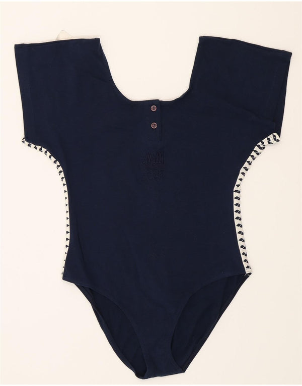 Arena Dame Grafisk Bodysuit UK 16 Large Navy Blue Colourblock Sports