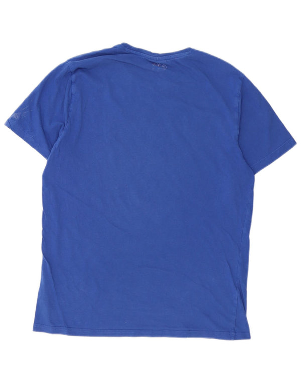 Fila Herre Grafisk T-Shirt Top Medium Blå Bomuld
