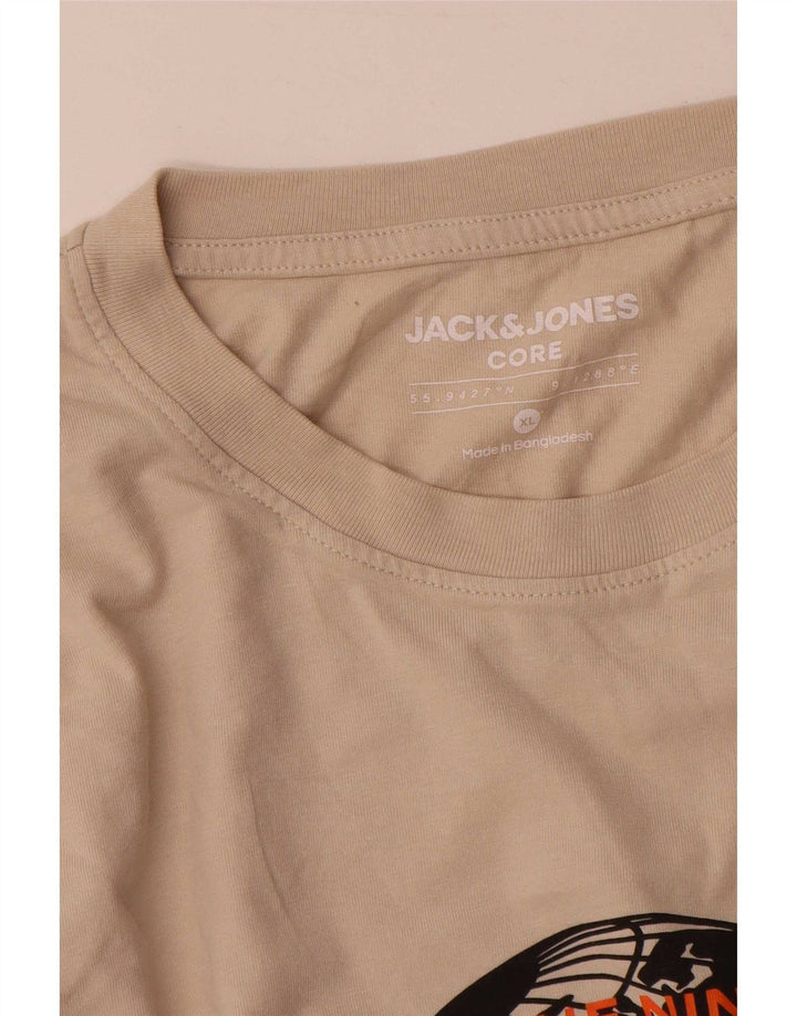 Jack & Jones Herre grafisk T-shirt Top XL Beige