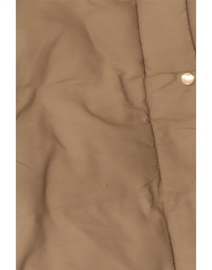 Zara Dame Hætte Ærmeløs Polstret Frakke UK 16 Stor Beige Polyester