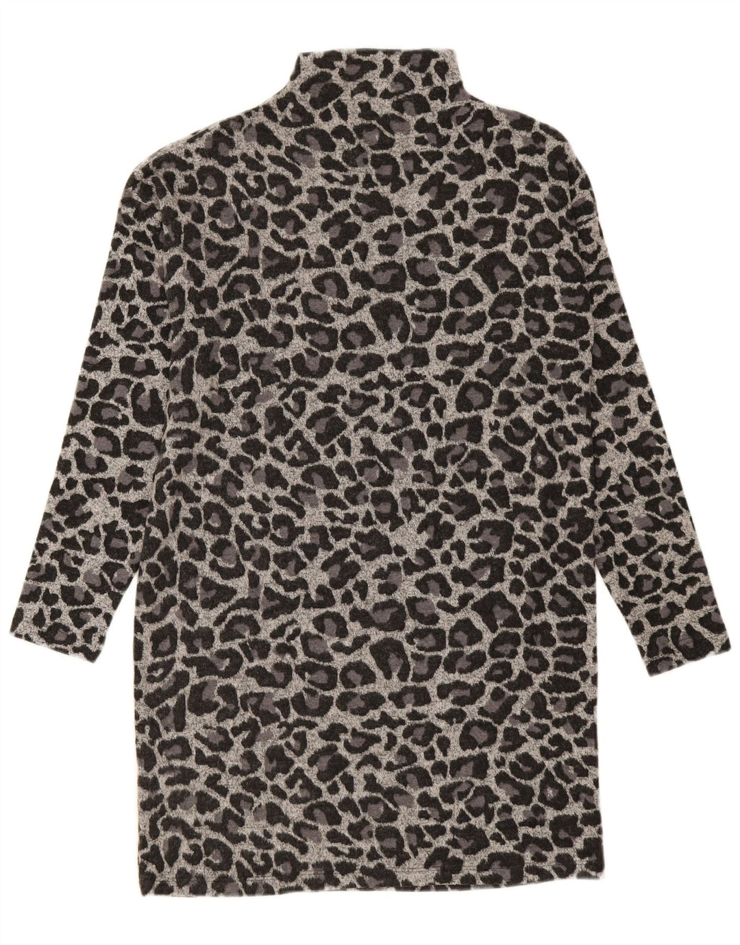 OASIS Womens Long Sleeve Shift Dress UK 14 Medium Grey Animal Print
