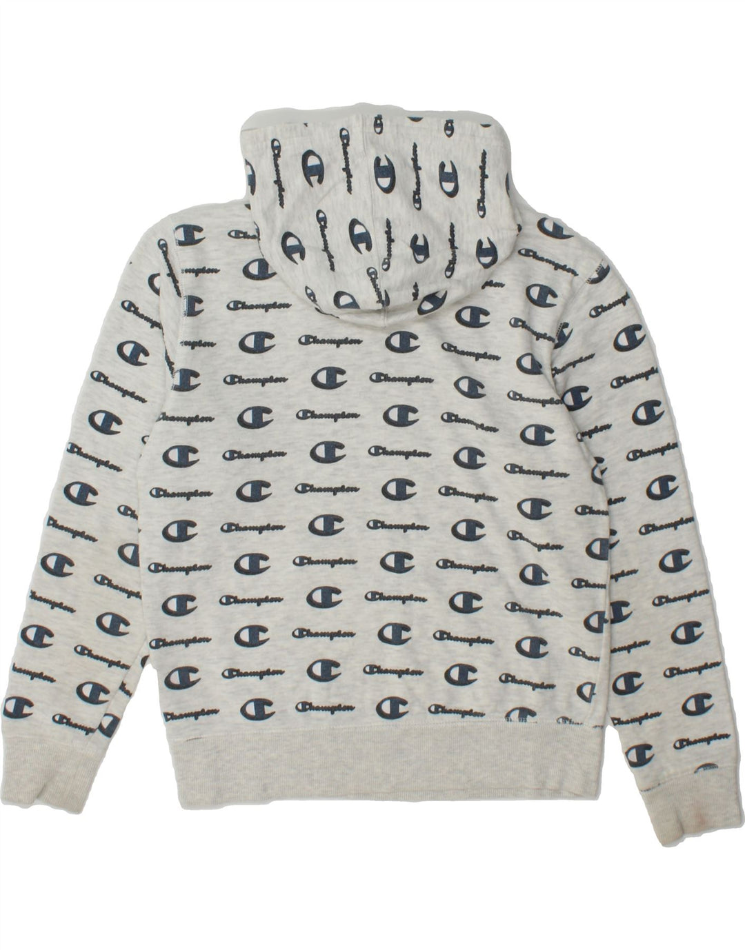 CHAMPION Boys Graphic Hoodie Jumper 9-10 Years Medium Grey Cotton Vintage Champion and Second-Hand Champion from Messina Hembry 