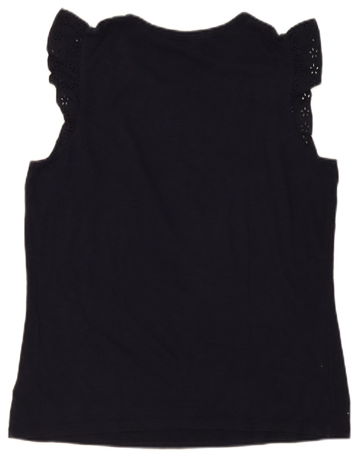 Crew Clothing Dame Bluse Top UK 14 Medium Navy Blue Floral