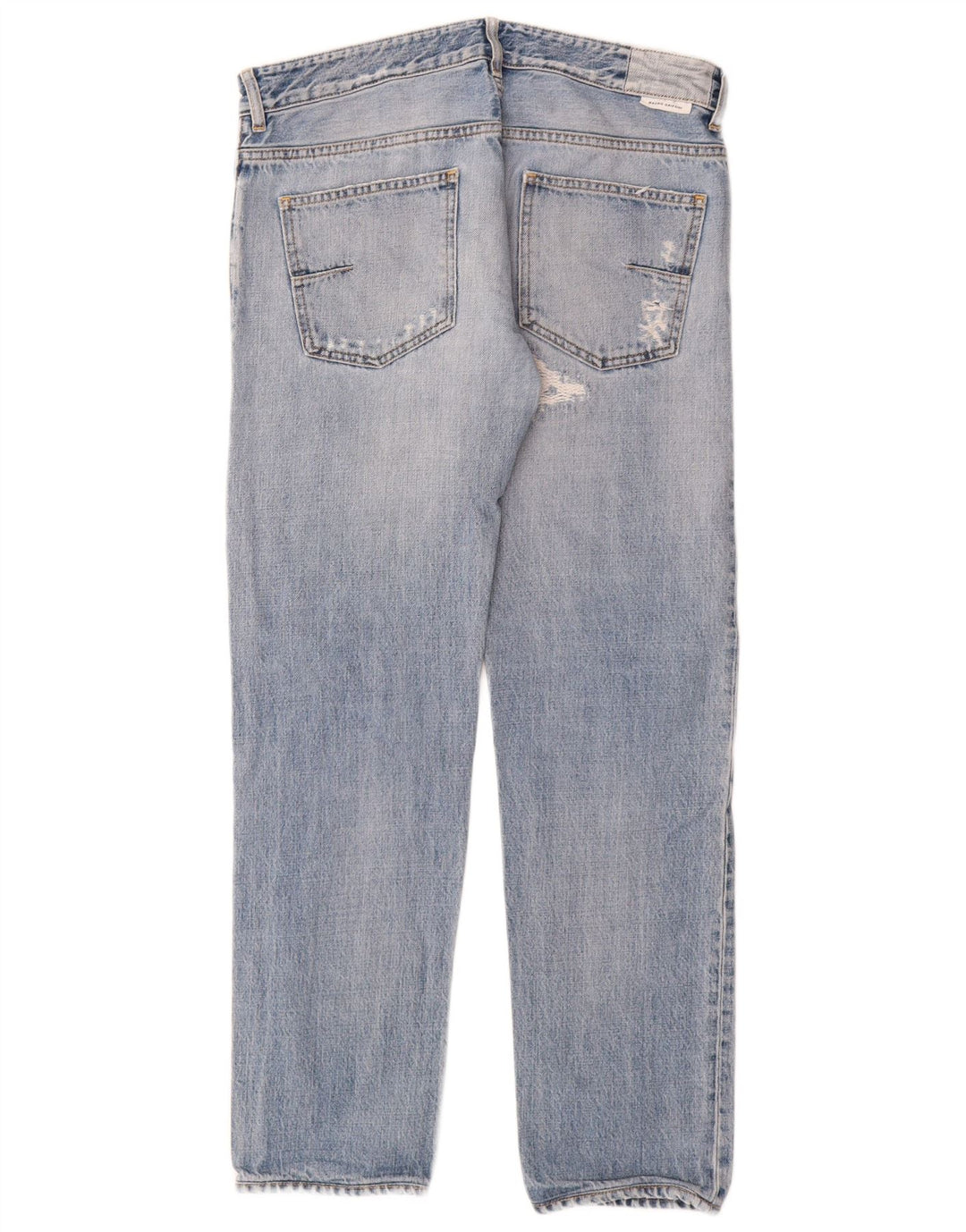 Mauro Grifoni Herre Distressed Straight Jeans W33 L30 Blå Bomuld