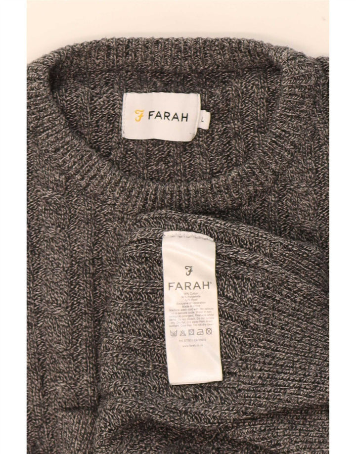 Farah Herre Crew Neck Jumper Sweater Stor Grå Bomuld