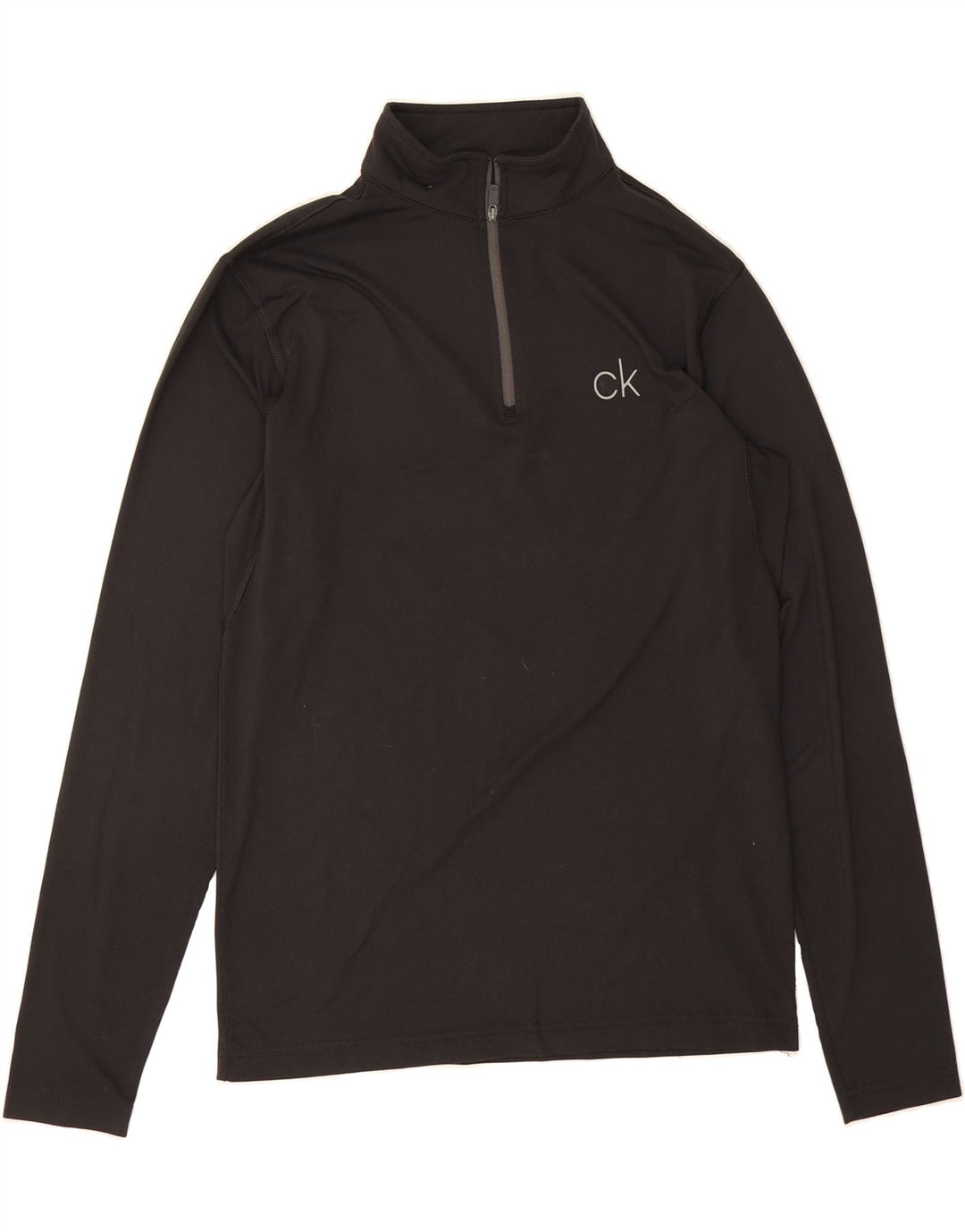 CALVIN KLEIN Mens Zip Neck Pullover Tracksuit Top Small Black Polyester Vintage Calvin Klein and Second-Hand Calvin Klein from Messina Hembry 