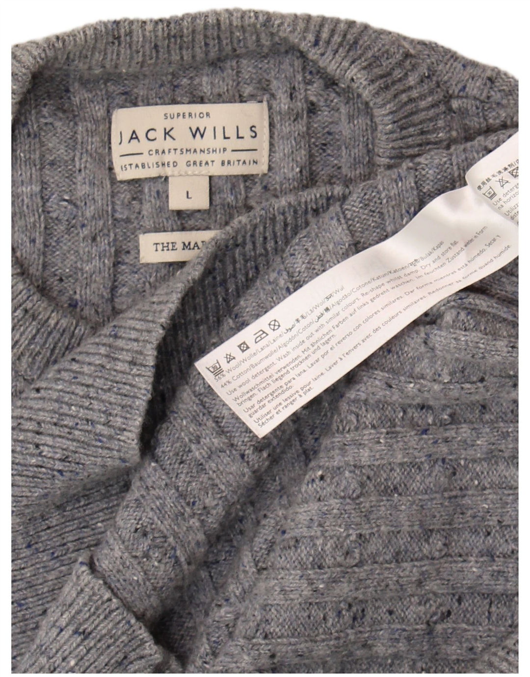 Jack Wills Herre Crew Neck Jumper Sweater Stor grå uld