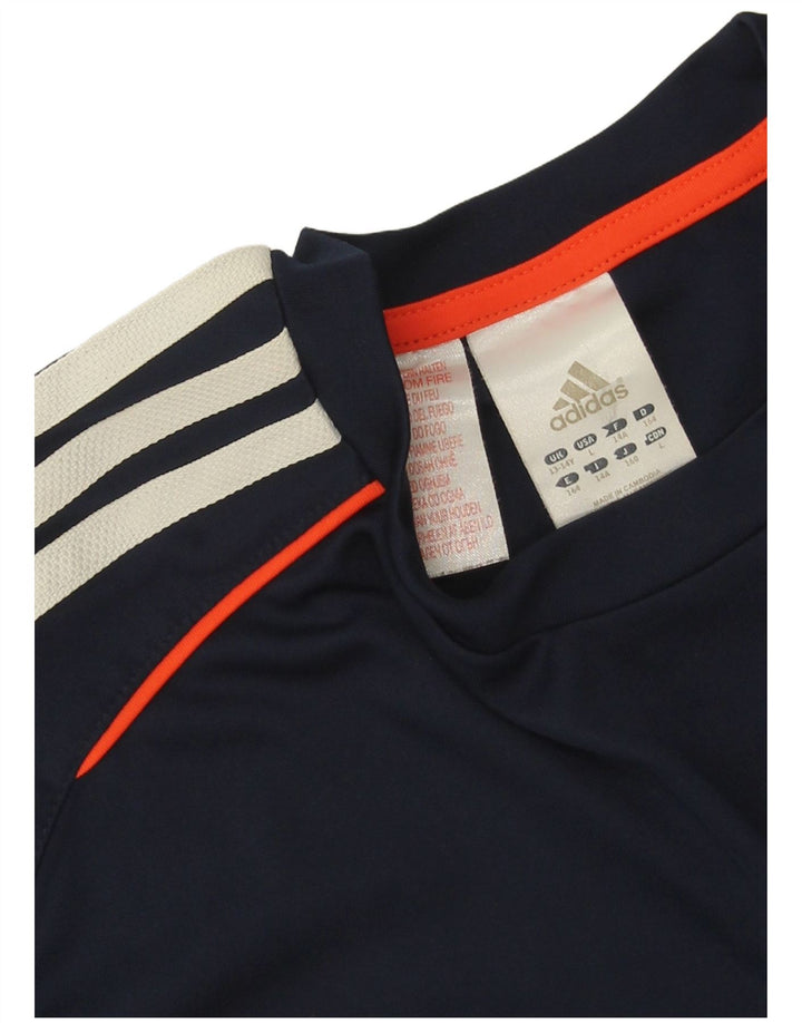 Adidas Boys T-Shirt Top 13-14 år Navy Blue Colourblock Polyester