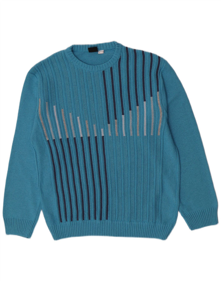 Gixan Herre Regular Fit Crew Neck Jumper Sweater IT 50 Mellem blå stribet